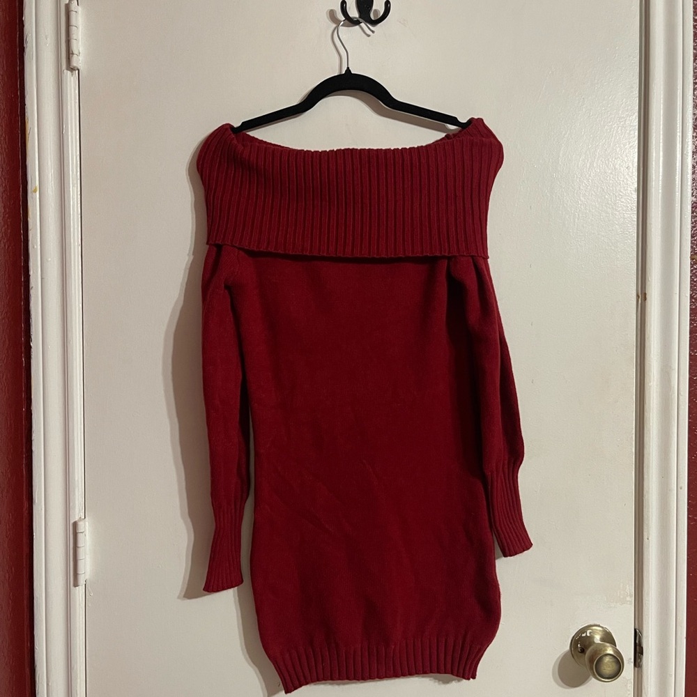 Fashion Nova Red Off-the-Shoulder Sweater